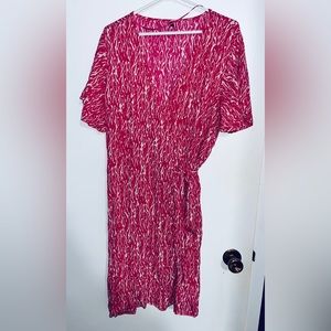 Pink and White Vero Moda Petite Wraparound Dress